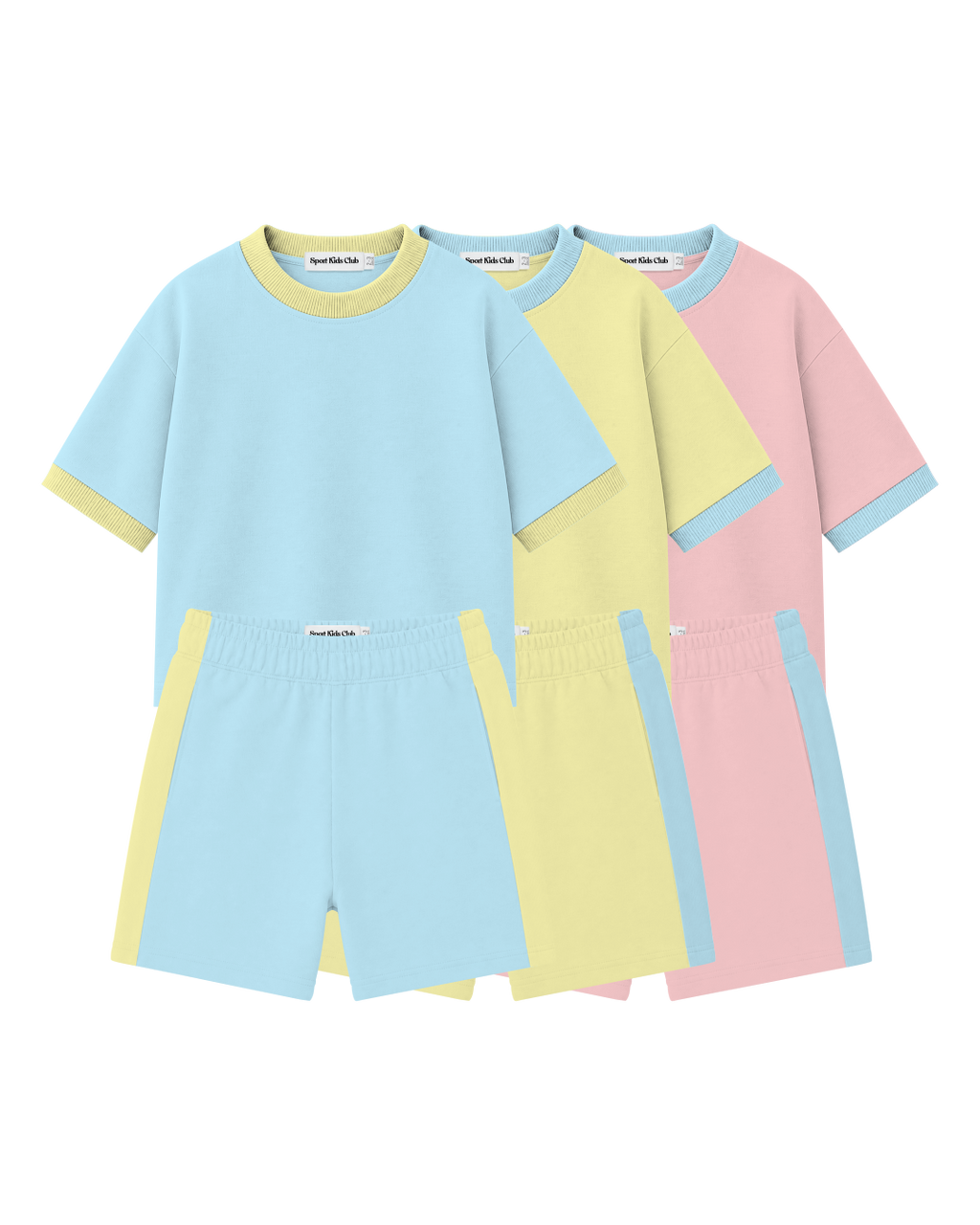 Conjunto Infantil Oversized-Fit Ringer 3 CamisetaS 3 BermudaS KIDS2© (Pack-6)