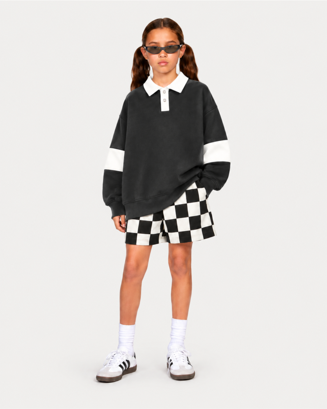 Bermuda Infantil Xadrez Patchwork em Moletom KIDS2©