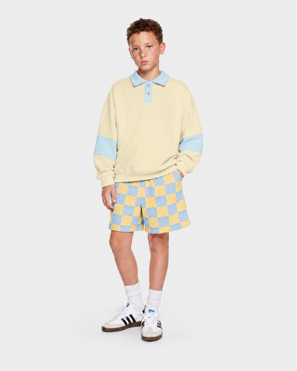 Bermuda Infantil Xadrez Patchwork em Moletom KIDS2©