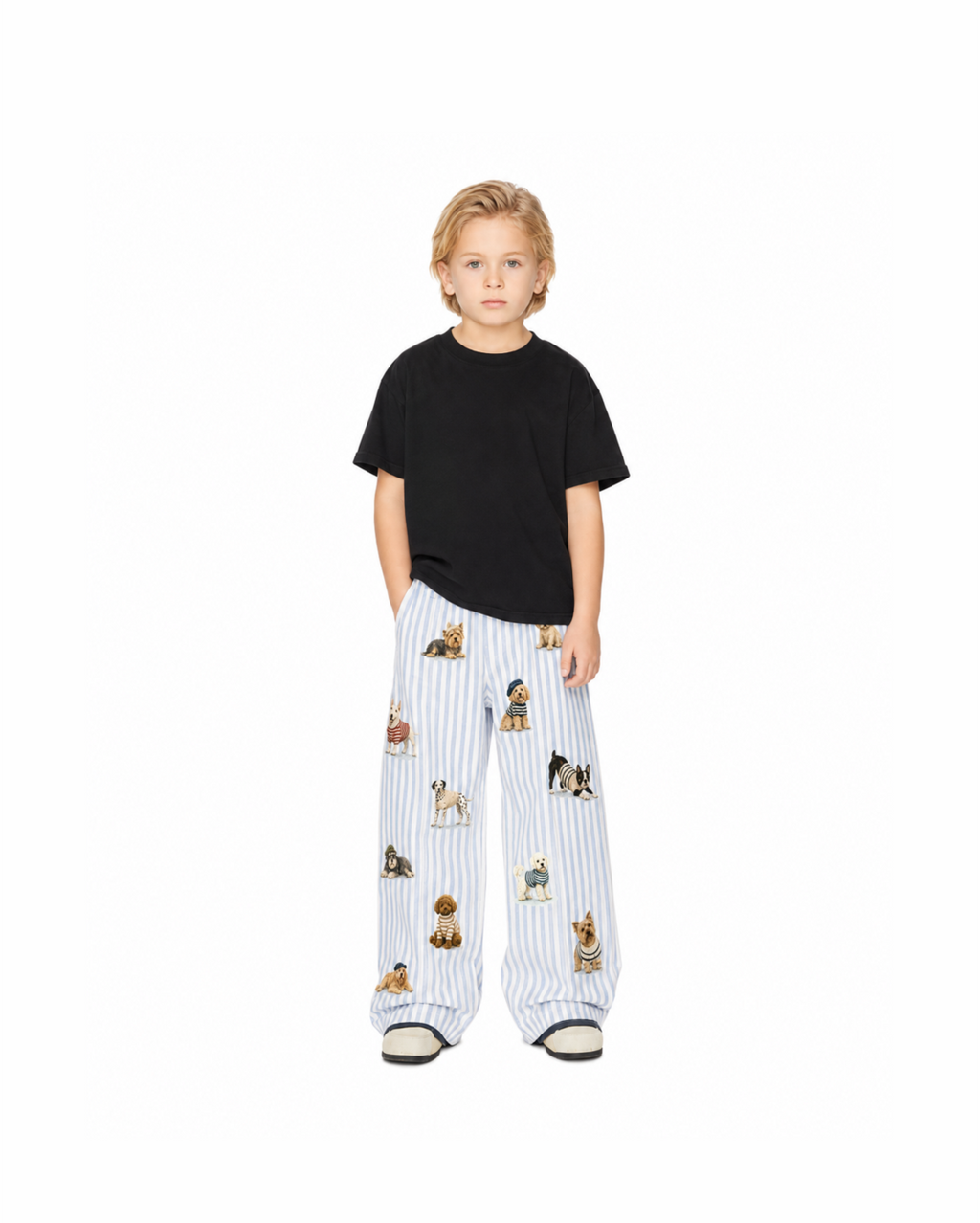 Calça de Alfaiataria Infantil "Strip Dogs" em Algodão DELUXE©