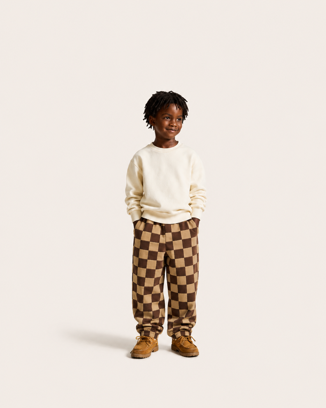 Calça Infantil Baggy Xadrez Patchwork em Moletom KIDS2©