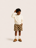 Bermuda Infantil Xadrez Patchwork em Moletom KIDS2©