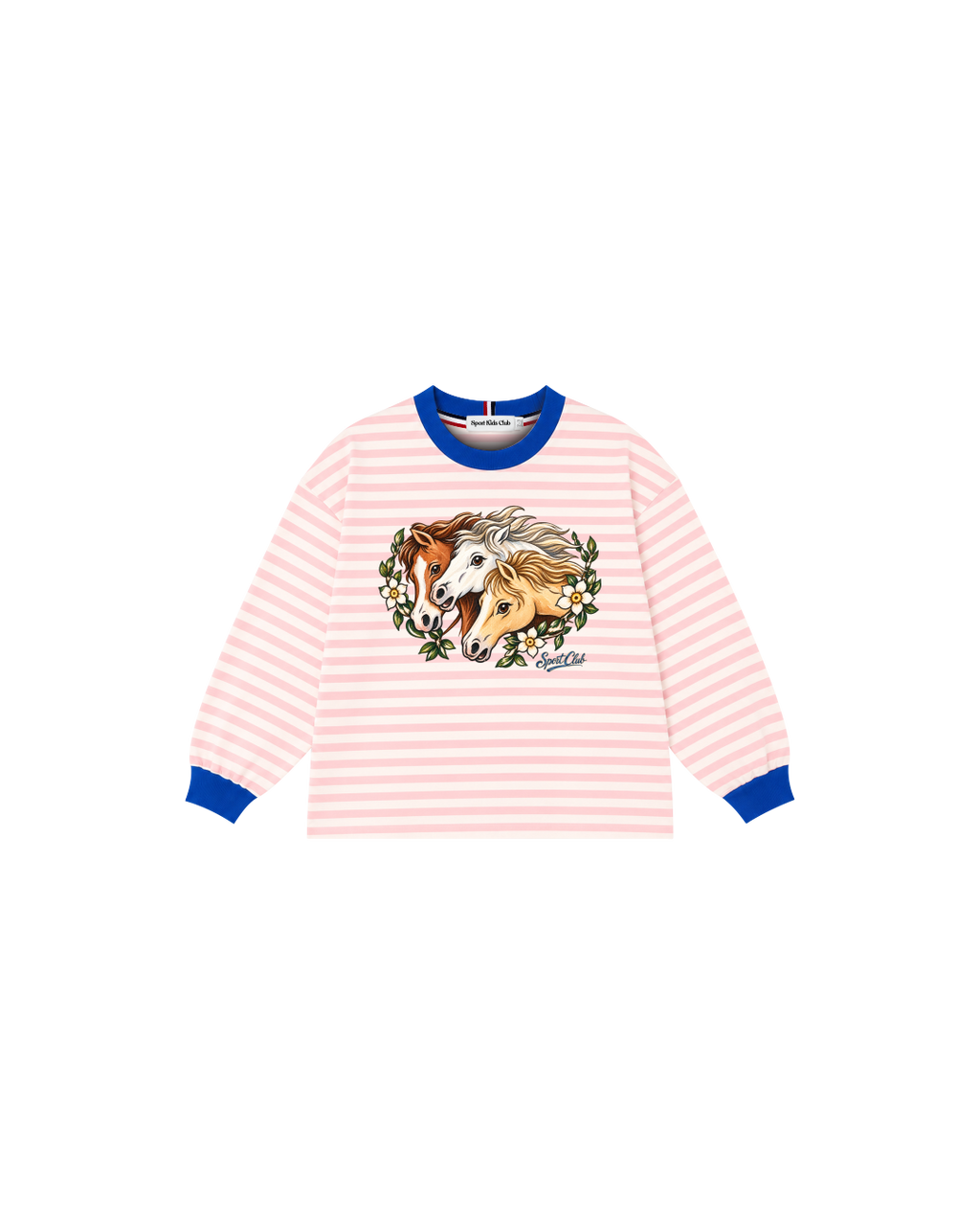 Camiseta Infantil “Horse Face” Oversized-Fit Striped M/L em Super Cotton  KIDS3©