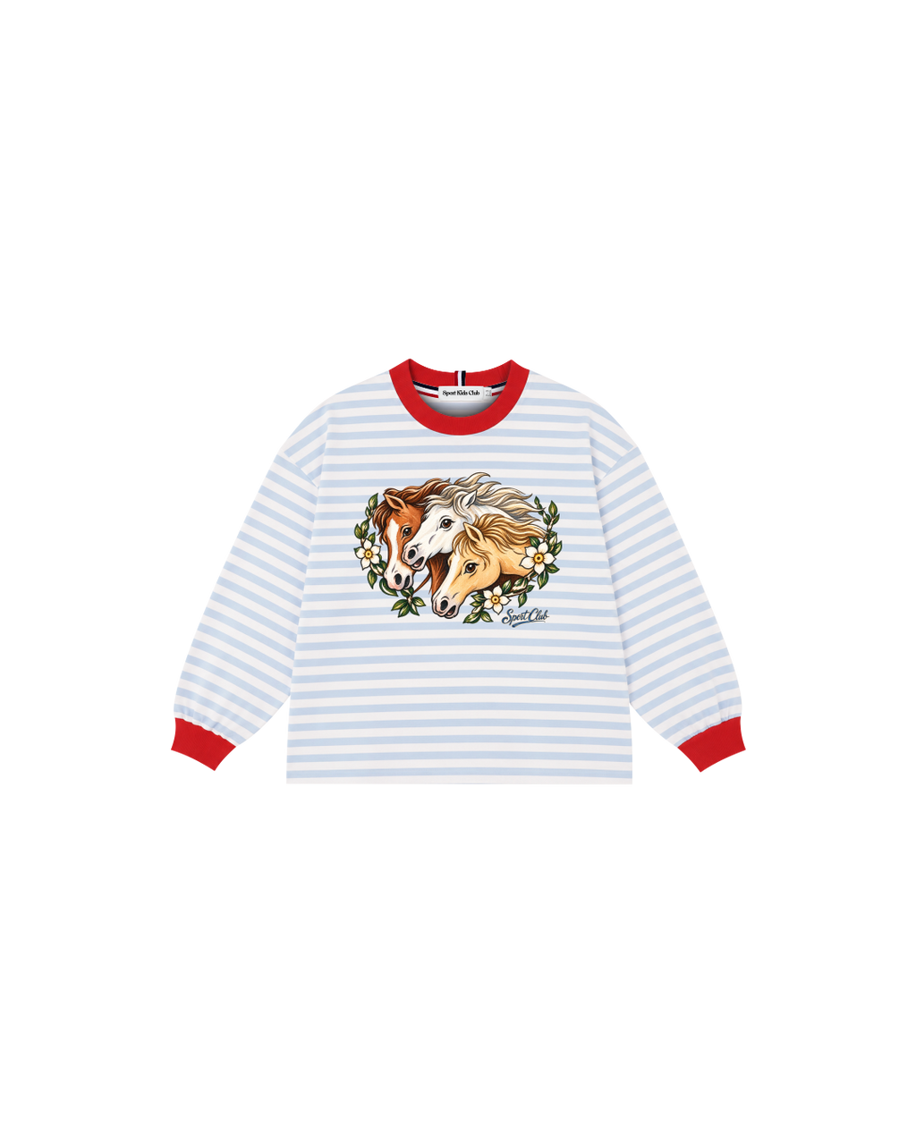 Camiseta Infantil “Horse Face” Oversized-Fit Striped M/L em Super Cotton  KIDS3©