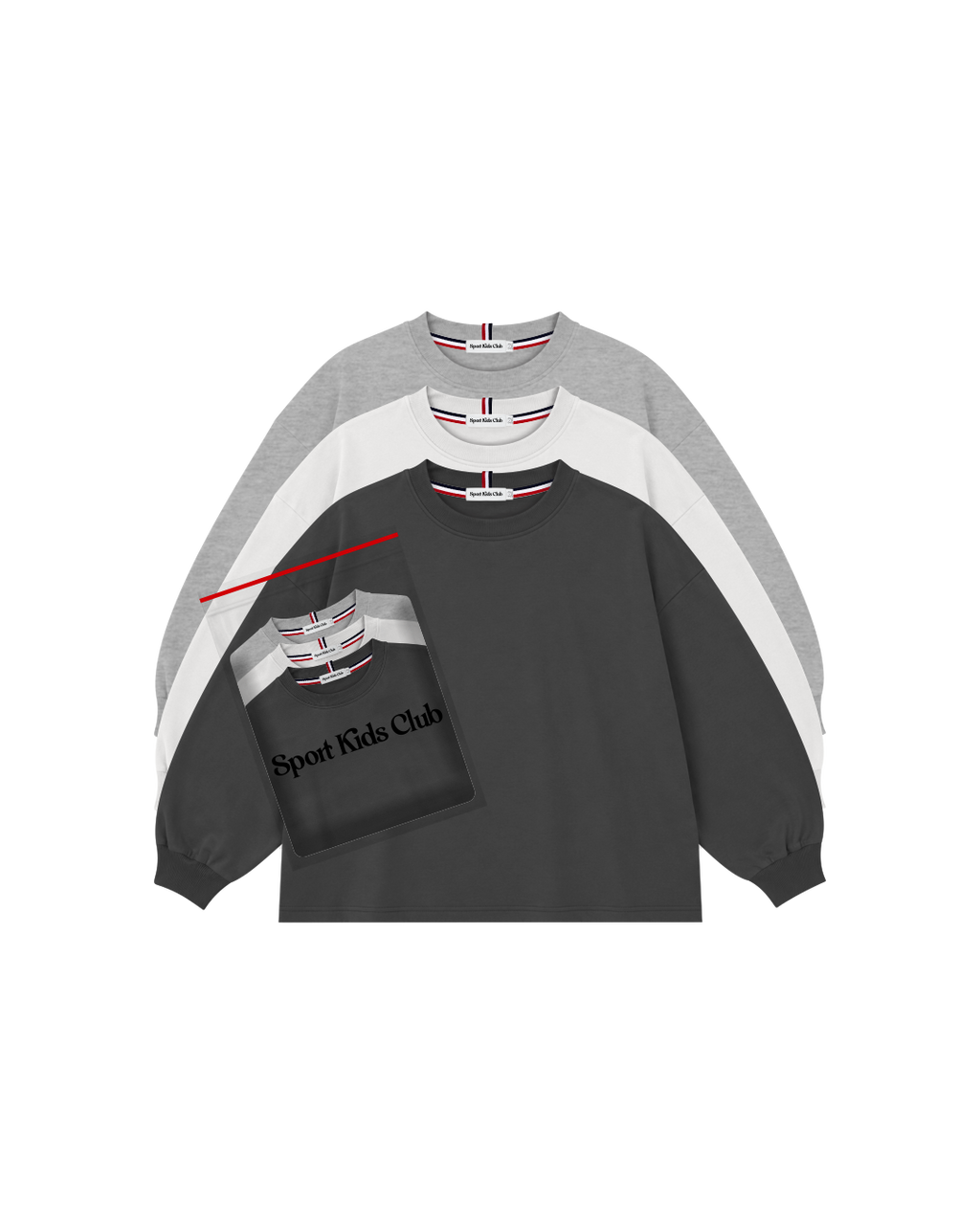 Camiseta Infantil Manga Longa Over-Fit em Malha KIDS1© PACK-3