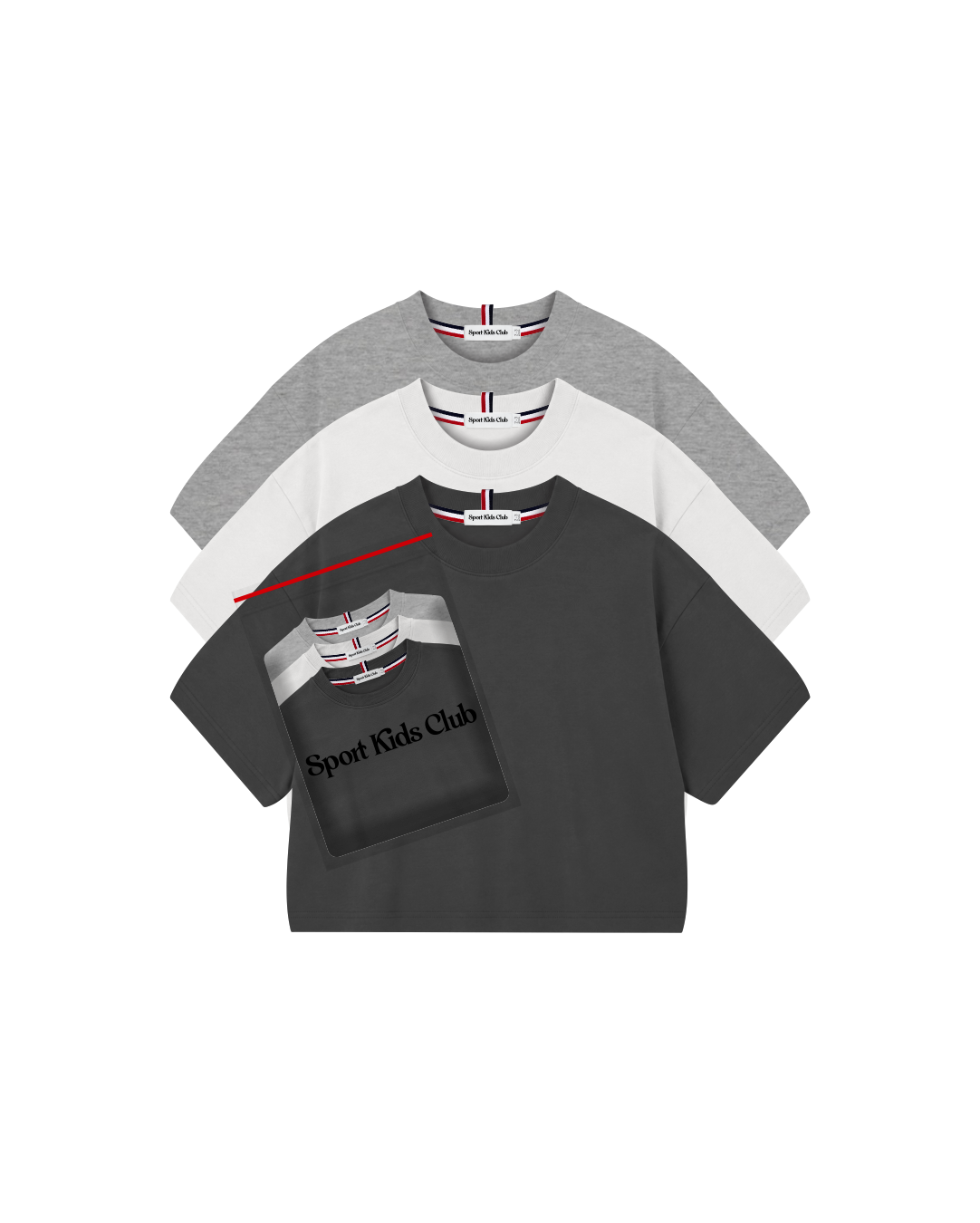 Camiseta Infantil Over-Fit em Malha  KIDS1© PACK-3