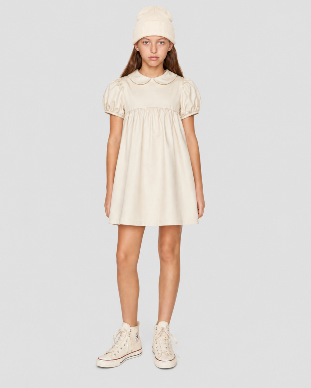 Vestido Infantil "Império" Gola Bonéca Madrepérola em Algodão Egípicio DELUXE©