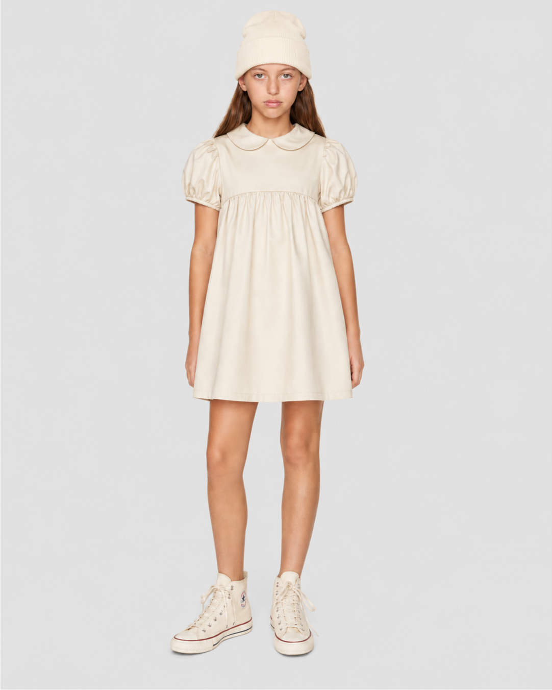 Vestido Infantil "Império" Gola Bonéca Madrepérola em Algodão Egípicio DELUXE©