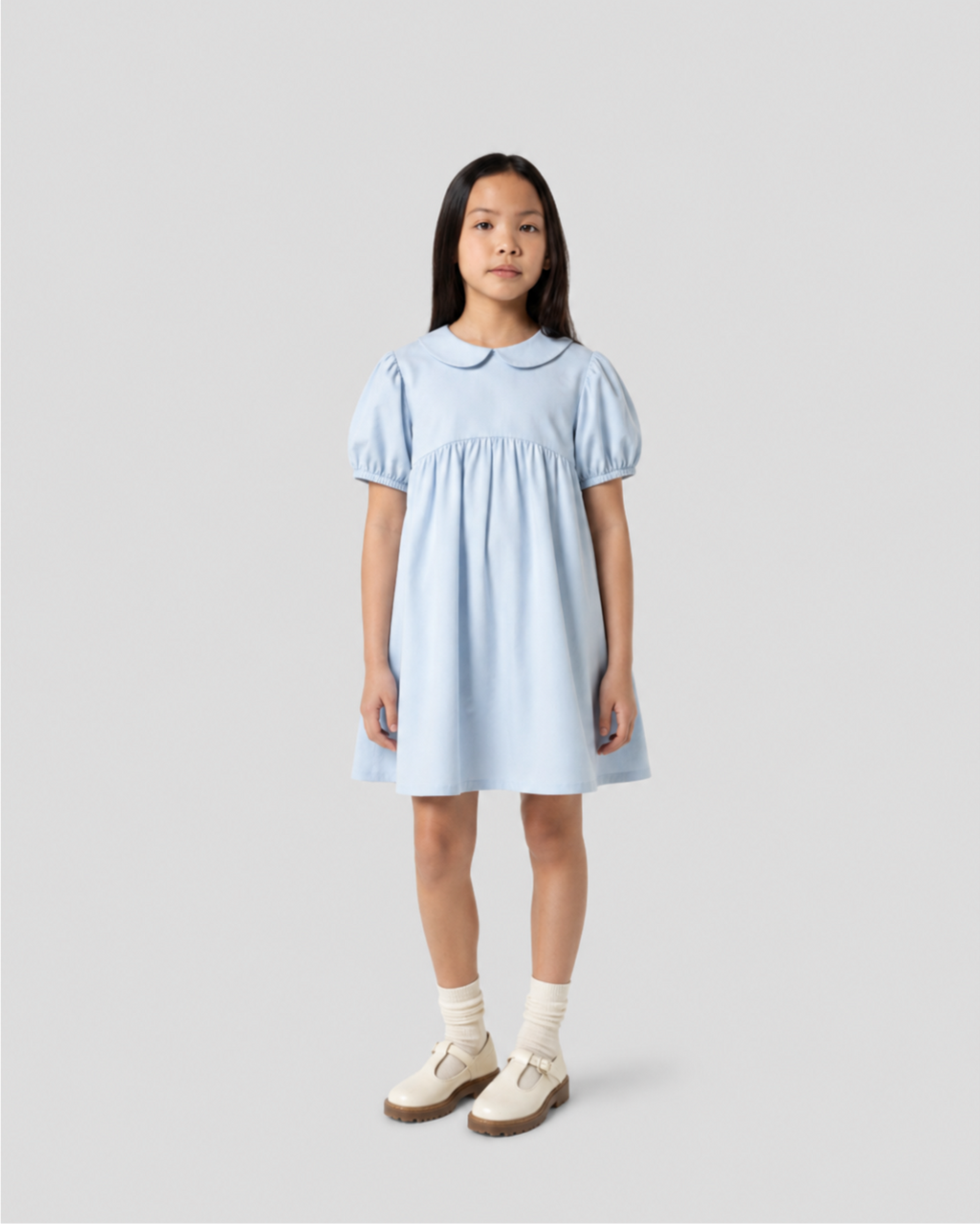 Vestido Infantil "Império" Gola Bonéca Madrepérola em Algodão Egípicio DELUXE©