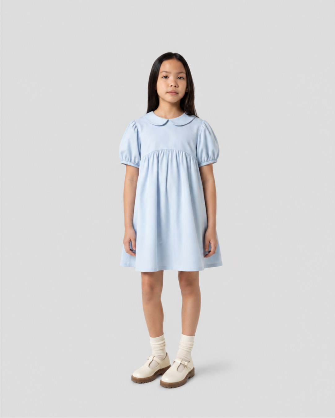 Vestido Infantil "Império" Gola Bonéca Madrepérola em Algodão Egípicio DELUXE©