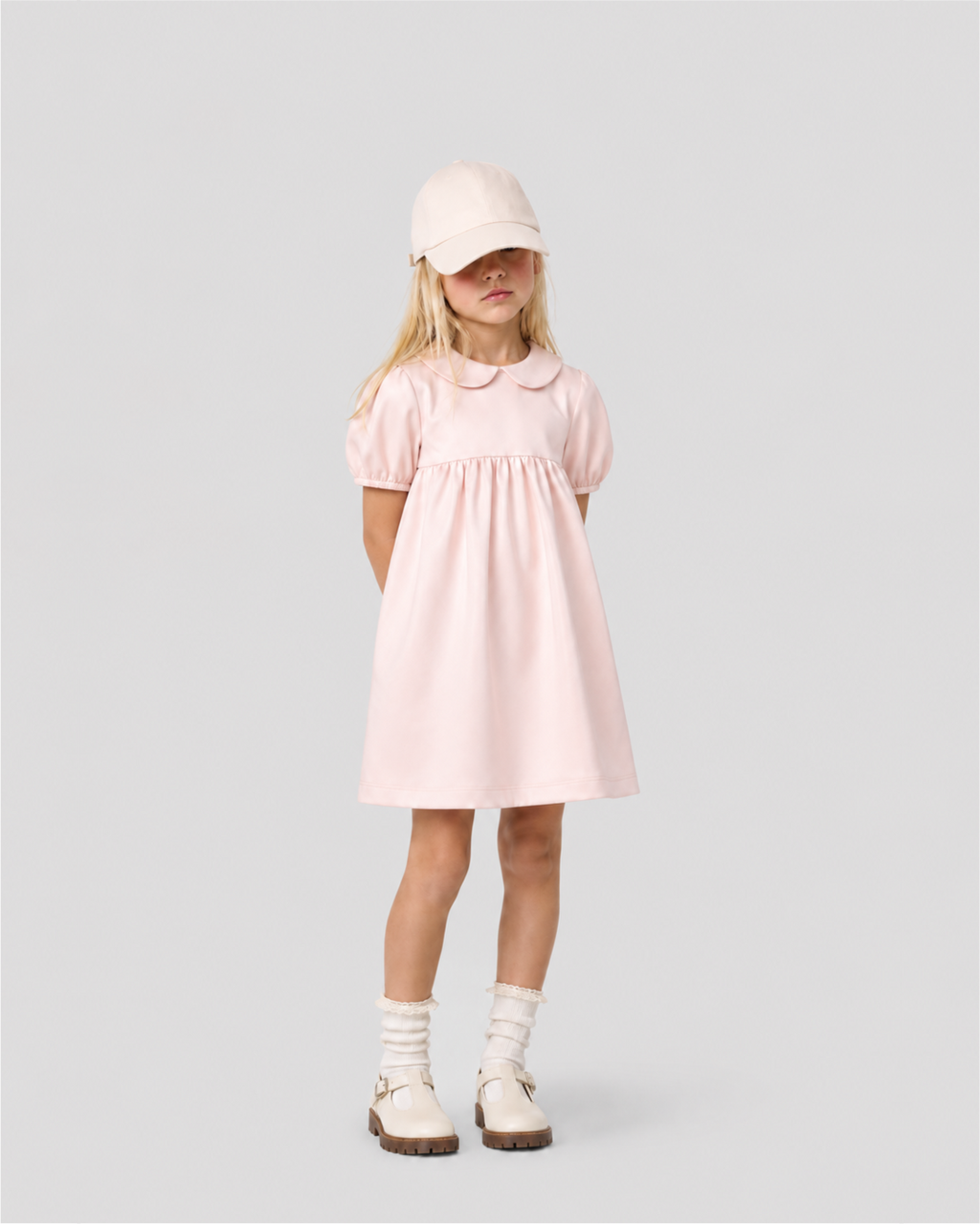 Vestido Infantil "Império" Gola Bonéca Madrepérola em Algodão Egípicio DELUXE©