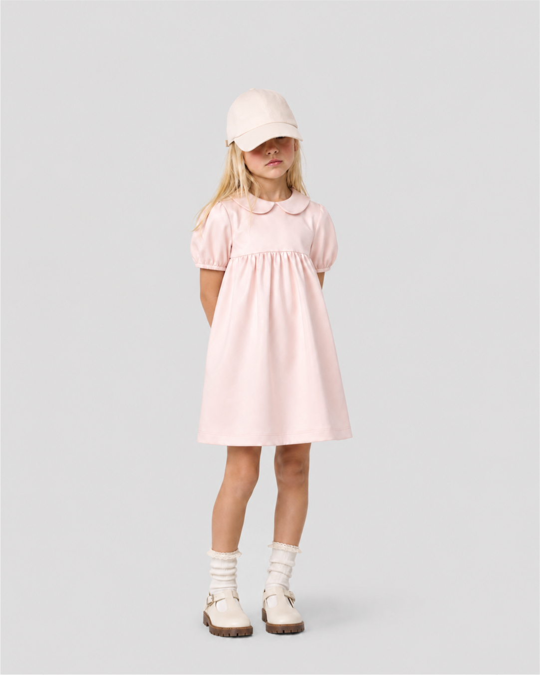 Vestido Infantil "Império" Gola Bonéca Madrepérola em Algodão Egípicio DELUXE©