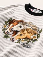 Camiseta Infantil “Horse Face” Oversized-Fit Striped M/L em Super Cotton  KIDS3©